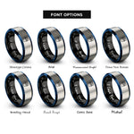 font options for inside engraving on black & blue & silver chalk bucket rings