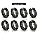 font options for inside engraving on black & silver chalk line rings