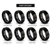 font options for inside engraving on black chalk line rings