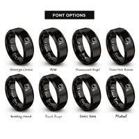 font options for inside engraving on black chalk line rings