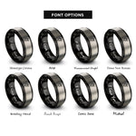font options for inside engraving on black & silver chalk line reel rings