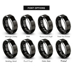 font options for inside engraving on black & grey chalk line reel rings
