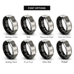 font options for inside engraving on black & silver chalk line reel rings