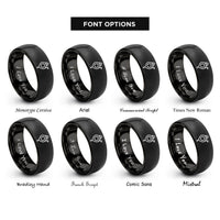 font options for inside engraving on black chalk line reel rings