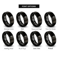 font options for inside engraving on black chalk line reel rings