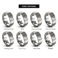font options for inside engraving on silver chalk line reel rings