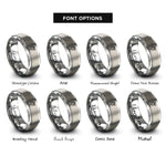 font options for inside engraving on silver chalk line reel rings
