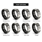 font options for inside engraving on black & grey chalkboard rings