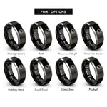font options for inside engraving on black & grey chalkboard rings