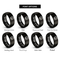 font options for inside engraving on black chalkboard rings