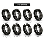 font options for inside engraving on black & gray chameleon curled tail rings