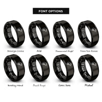 font options for inside engraving on black chameleon curled tail rings