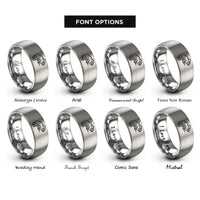 font options for inside engraving on gray chameleon curled tail rings