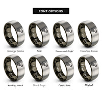 font options for inside engraving on gunmetal & gray chameleon curled tail rings