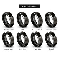 font options for inside engraving on black & grey chamfer bit rings