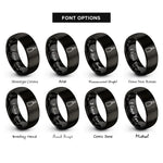 font options for inside engraving on black champagne bottle rings