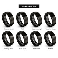 font options for inside engraving on black champagne bottle rings