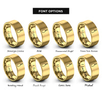 font options for inside engraving on gold champagne bottle rings