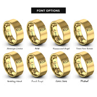 font options for inside engraving on gold champagne flute rings
