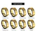 font options for inside engraving on black & gold champagne flutes rings
