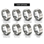 font options for inside engraving on grey chania lighthouse wave rings