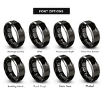 font options for inside engraving on black & gray chanterelle mushroom rings
