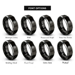 font options for inside engraving on black & grey chaos star rings