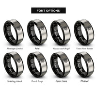 font options for inside engraving on black & gray chaos star rings