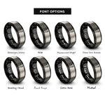 font options for inside engraving on black & gray charging cable rings