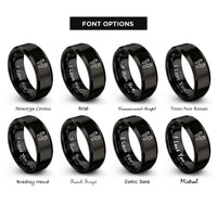 font options for inside engraving on black charging cable rings