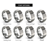 font options for inside engraving on silver charging cable rings