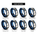 font options for inside engraving on blue & gray charging dock rings