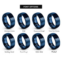 font options for inside engraving on blue charging plug rings
