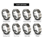 font options for inside engraving on silver charging plug rings