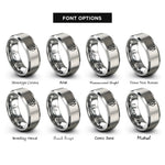 font options for inside engraving on gray charging plug rings
