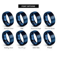 font options for inside engraving on blue charging station rings