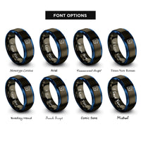 font options for inside engraving on gunmetal & blue charging station rings