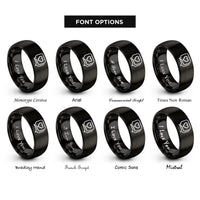 font options for inside engraving on black chat bubbles heart rings