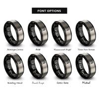 font options for inside engraving on black & gray check presenter rings