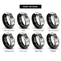 font options for inside engraving on black & grey check presenter rings
