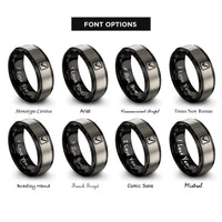 font options for inside engraving on black & gray checkbox rings