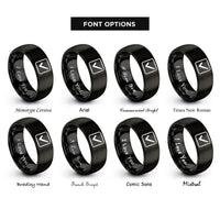 font options for inside engraving on black checkbox rings