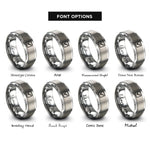 font options for inside engraving on grey checkbox rings