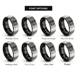 font options for inside engraving on black & silver checkerboard rings