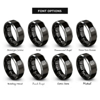font options for inside engraving on black & grey checkerboard rings