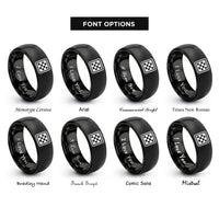 font options for inside engraving on black checkerboard rings