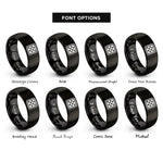 font options for inside engraving on black checkerboard rings