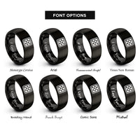 font options for inside engraving on black checkerboard rings