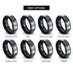 font options for inside engraving on black & blue & gray checkerboard daymark circle rings