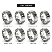 font options for inside engraving on grey checkerboard rings